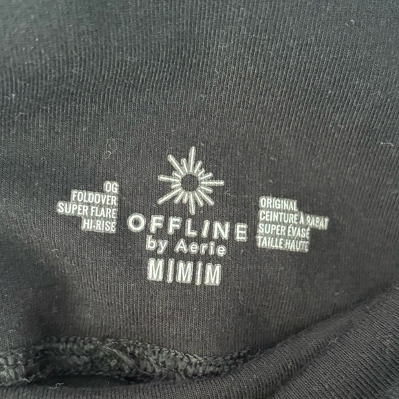 Aerie Black OG Fold Over Super Flare Hi-Rise Leggings Athleisure Activewear - Picture 8 of 9